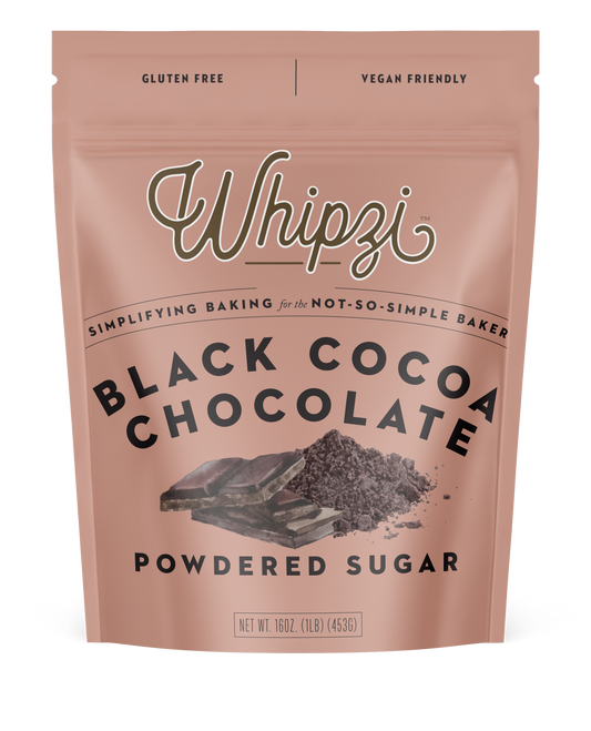 Whipzi Black Cocoa Chocolate Flavor powdered sugar for intense black frosting
