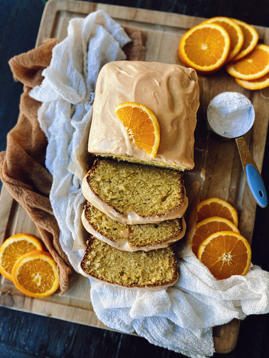 WHIPZI ORANGE POUND CAKE WITH ORANGE FLAVOR GLAZE ICING