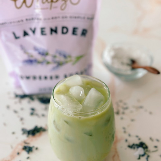 lavender matcha latte lavender powdered sugar Whipzi