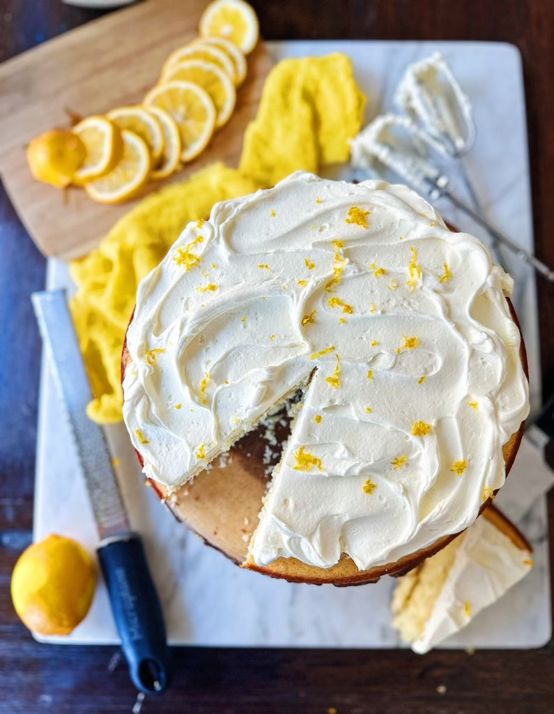 Lemon Almond Oil Cake with Lemon Whipped Cream
