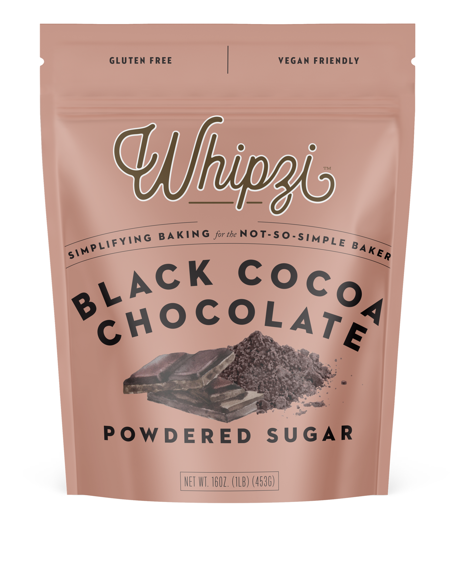 Whipzi Black Cocoa Chocolate Flavor powdered sugar for intense black frosting