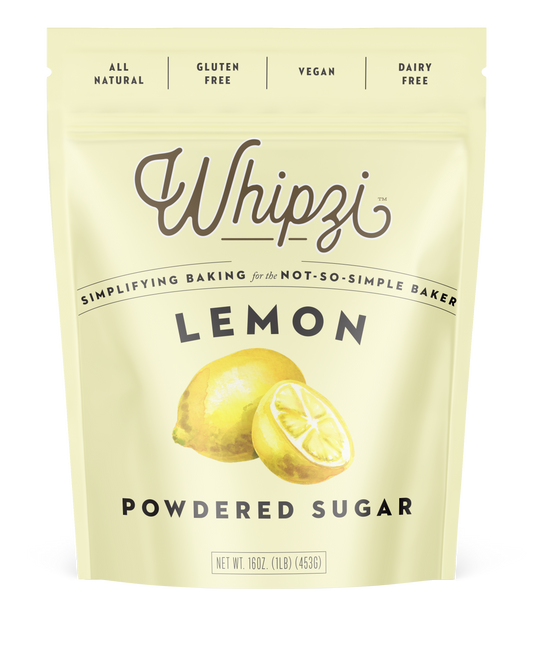 Whipzi™ lemon flavored powdered sugar. Perfect for frosting, royal icing, fudge, milkshakes, fondant, macarons and much more! Use in place of regular powdered sugar. 